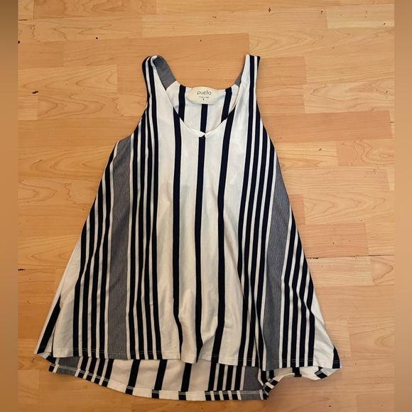 PUELLA ANTHROPOLOGIE white Navy Blue Striped Top Size S Women Casual AD8 - Picture 2 of 3